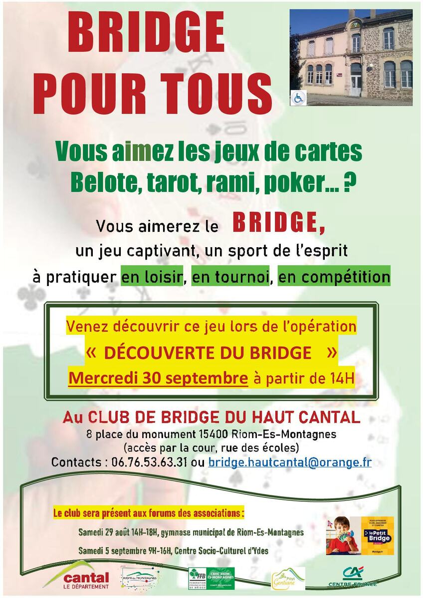 Portes ouvertes au Club de Bridge du Haut Cantal