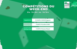 Compétitions du week-end (15/04 &amp; 16/04)