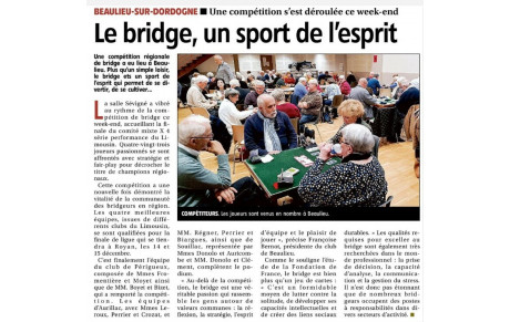 Quand le bridge fait parler de lui ...